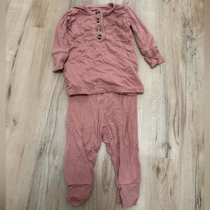 Lou Lou & Company Girls Two-Piece Ribbed Jogger Set - Mauve Pink